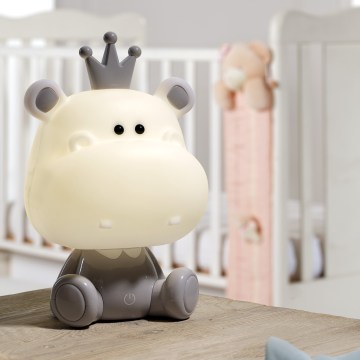 ONLI - Lampada da notte dimmerabile a LED per bambini PUPPIES LED/3W/230V 25 cm ippopotamo/grigio