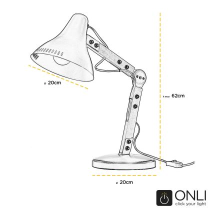 ONLI - Lampada da tavolo ARCHITETTO 1xE27/22W/230V 62 cm grigio/marrone