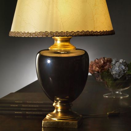 ONLI - Lampada da tavolo MOZART 1xE27/22W/230V nero/oro 67 cm