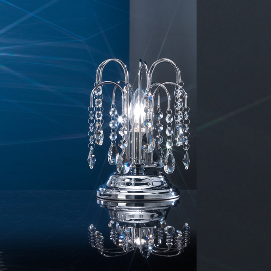 ONLI - Lampada da tavolo PIOGGIA 1xE14/6W/230V diametro 16 cm cromo lucido