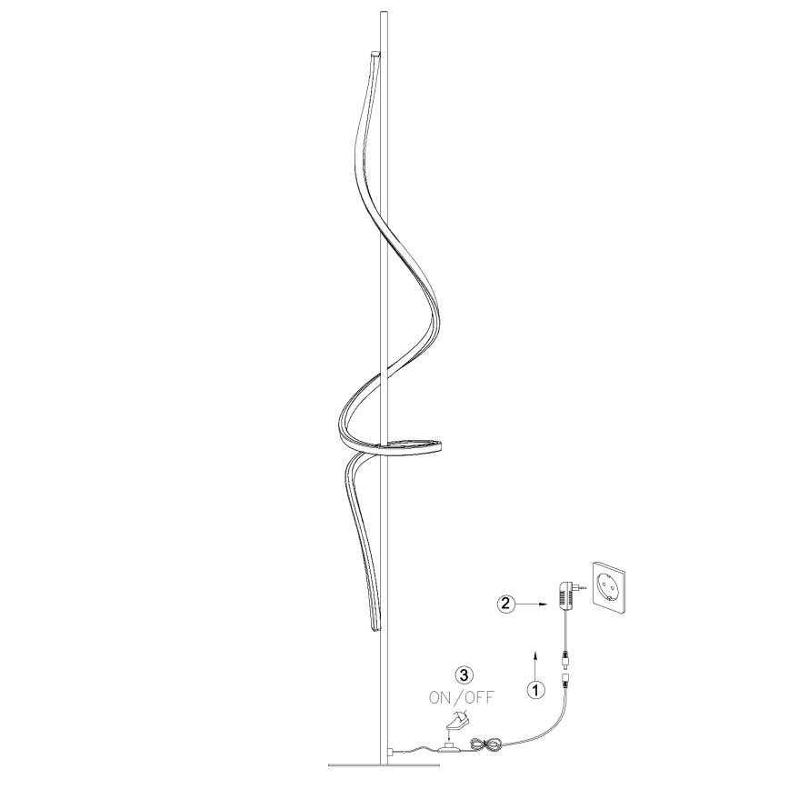 ONLI - Lampada LED da terra TWIST LED/24W/230V 4000K nero