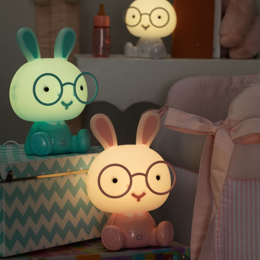 ONLI - Lampada da notte LED dimmerabile per bambini PUPPIES LED/3W/230V 22 cm coniglietto/blu