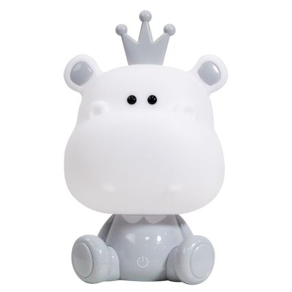 ONLI - Lampada da notte dimmerabile a LED per bambini PUPPIES LED/3W/230V 25 cm ippopotamo/grigio