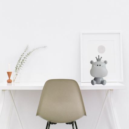 ONLI - Lampada da notte dimmerabile a LED per bambini PUPPIES LED/3W/230V 25 cm ippopotamo/grigio