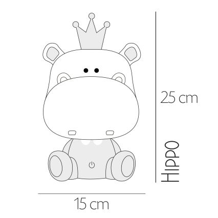 ONLI - Lampada da notte dimmerabile a LED per bambini PUPPIES LED/3W/230V 25 cm ippopotamo/grigio