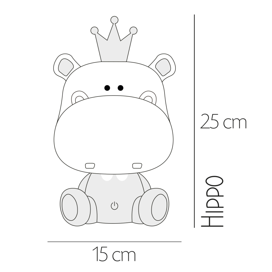 ONLI - Lampada da notte dimmerabile a LED per bambini PUPPIES LED/3W/230V 25 cm ippopotamo/grigio
