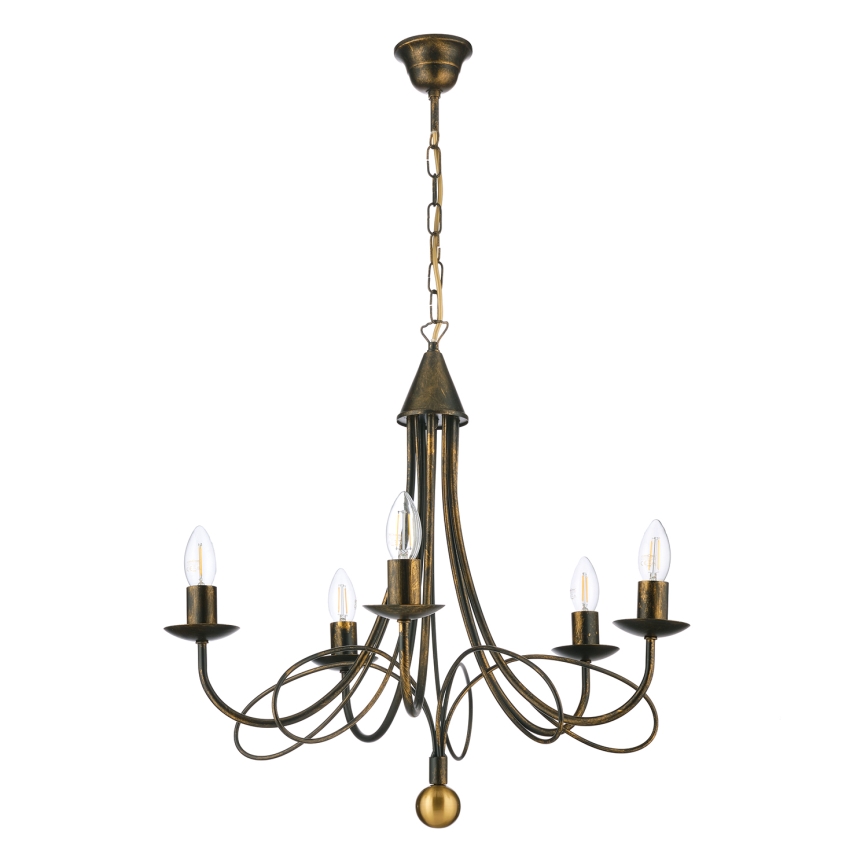 ONLI - Lampadario a catena MILVIA 5xE14/6W/230V bronzo