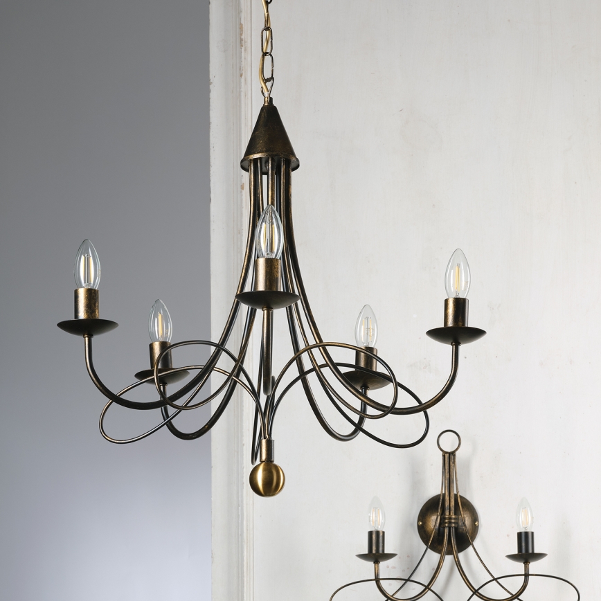 ONLI - Lampadario a catena MILVIA 5xE14/6W/230V bronzo