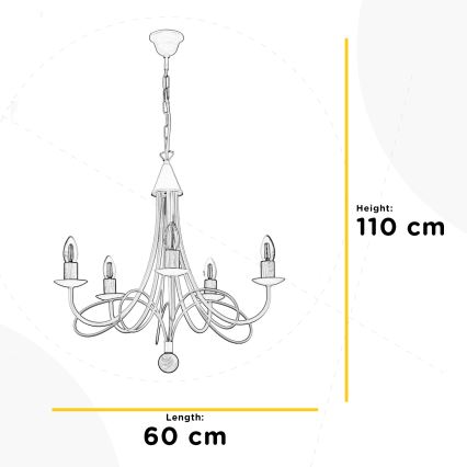 ONLI - Lampadario a catena MILVIA 5xE14/6W/230V bronzo
