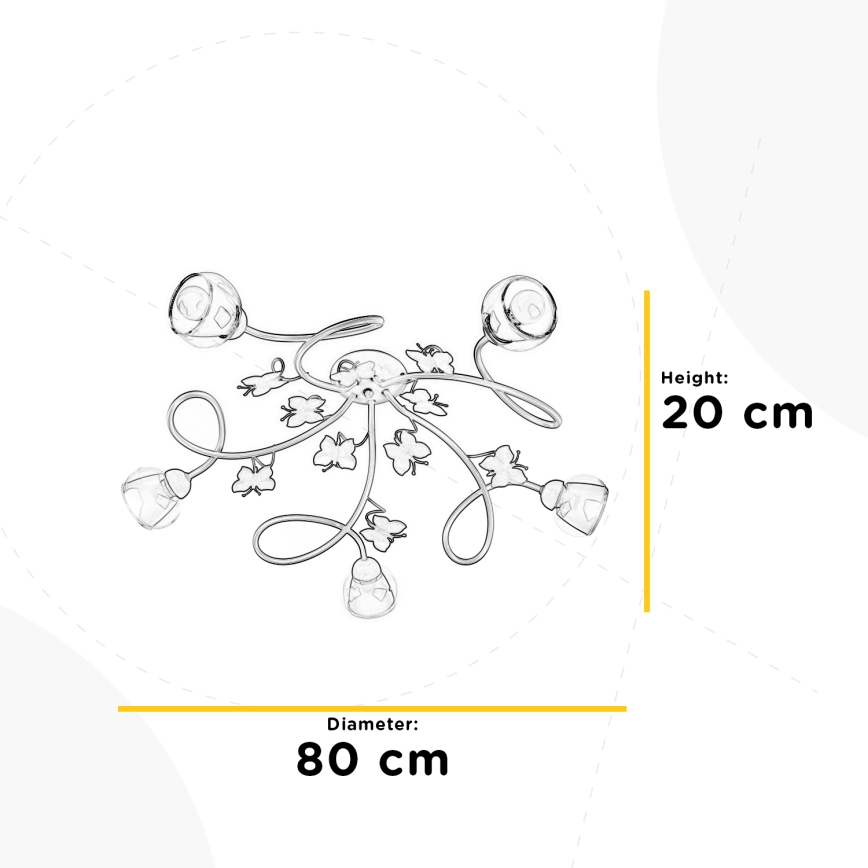 ONLI - Lampadario a plafone per bambini BUTTERFLY 5xE14/6W/230V