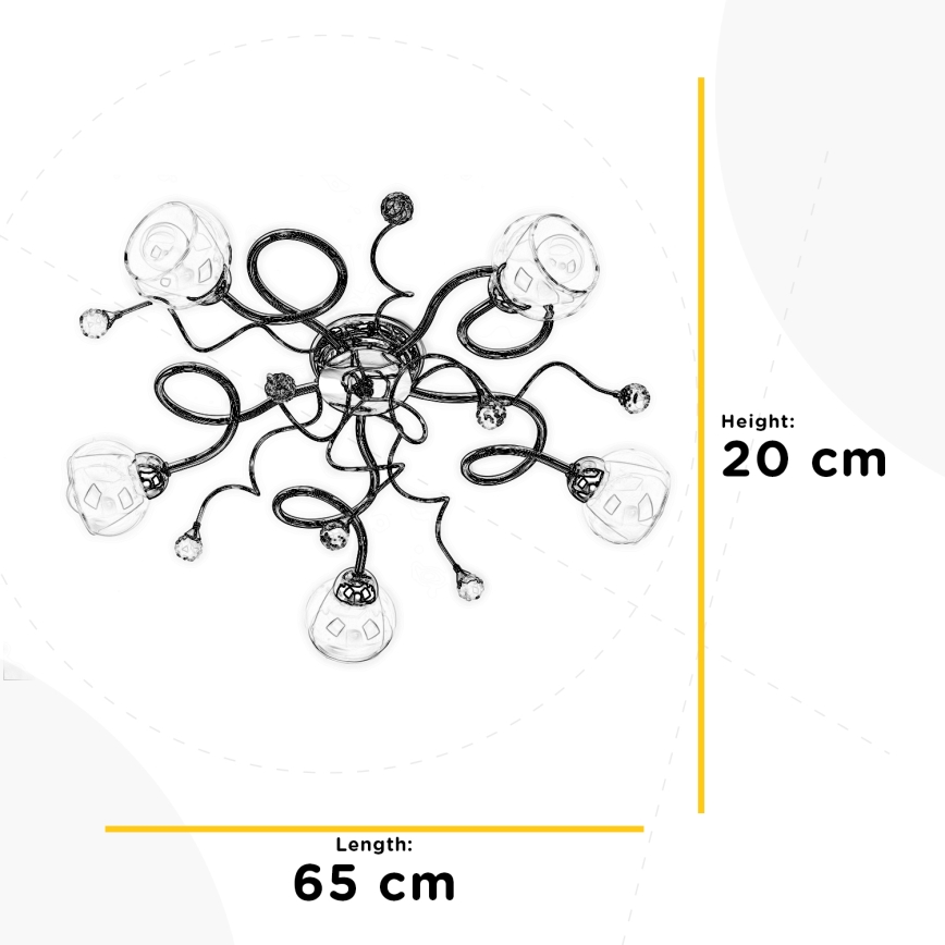 ONLI - Lampadario a plafone WENDY 5xE14/6W/230V cromo lucido