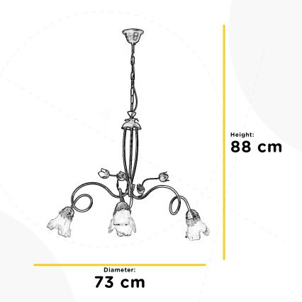 ONLI - Lampadario a sospensione con catena ARIANNA 3xE14/6W/230V