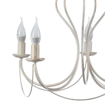 ONLI - Lampadario a sospensione con catena CANDELA 5xE14/6W/230V bianco