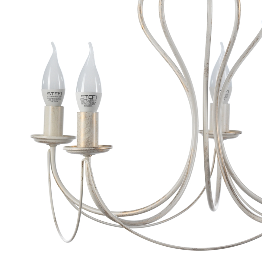 ONLI - Lampadario a sospensione con catena CANDELA 5xE14/6W/230V bianco
