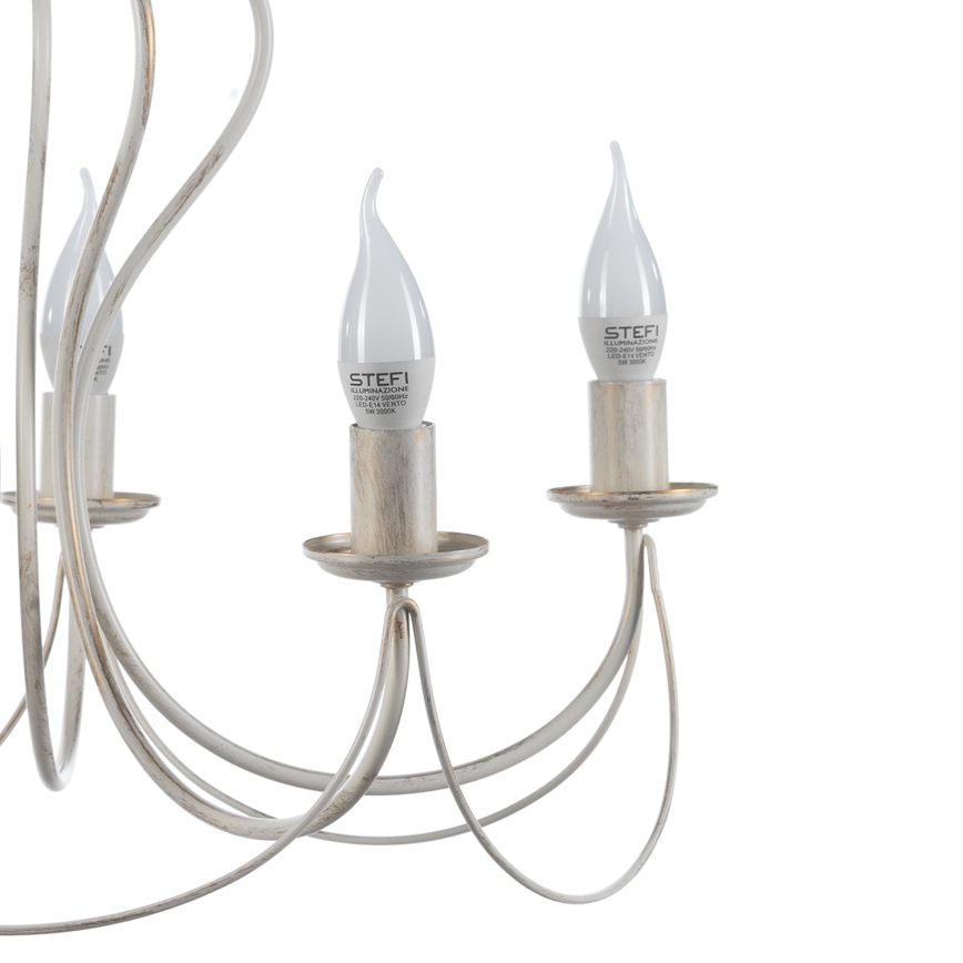 ONLI - Lampadario a sospensione con catena CANDELA 5xE14/6W/230V bianco