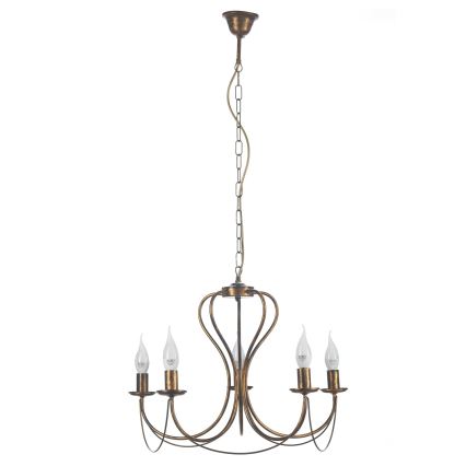 ONLI - Lampadario a sospensione con catena CANDELA 5xE14/6W/230V bronzo