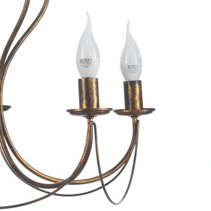 ONLI - Lampadario a sospensione con catena CANDELA 5xE14/6W/230V bronzo