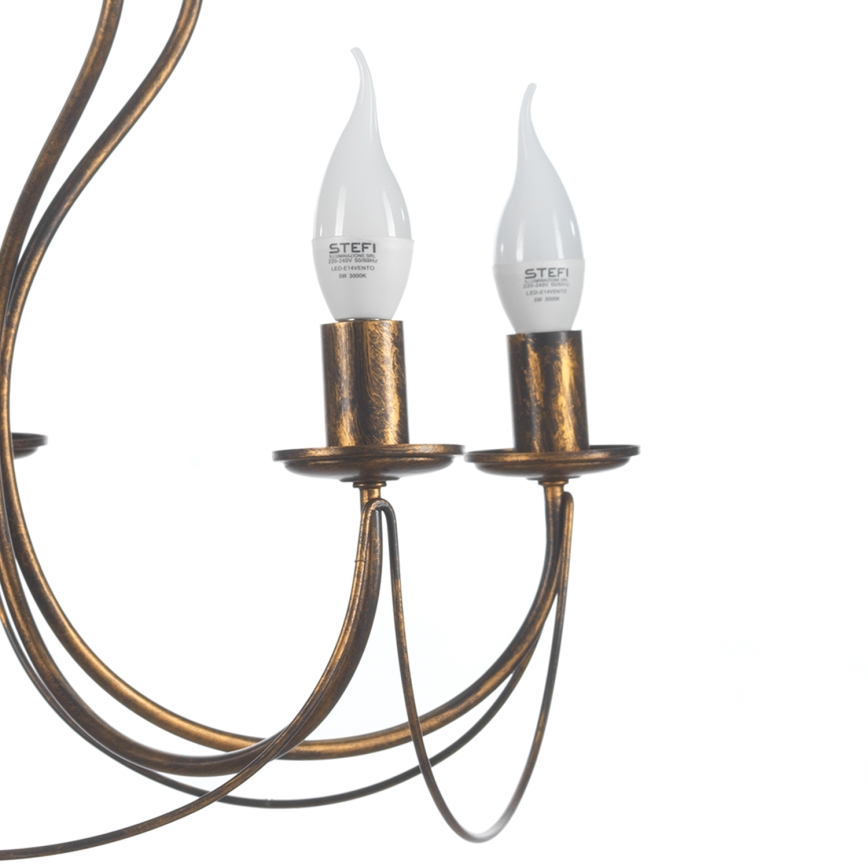 ONLI - Lampadario a sospensione con catena CANDELA 5xE14/6W/230V bronzo