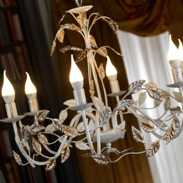 ONLI - Lampadario a sospensione con catena COLLANA 6xE14/6W/230V bianco/oro