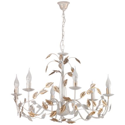 ONLI - Lampadario a sospensione con catena COLLANA 6xE14/6W/230V bianco/oro