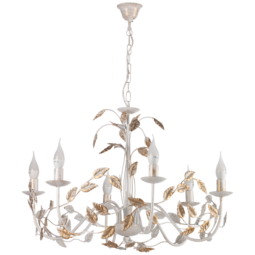 ONLI - Lampadario a sospensione con catena COLLANA 6xE14/6W/230V bianco/oro