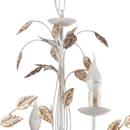 ONLI - Lampadario a sospensione con catena COLLANA 6xE14/6W/230V bianco/oro