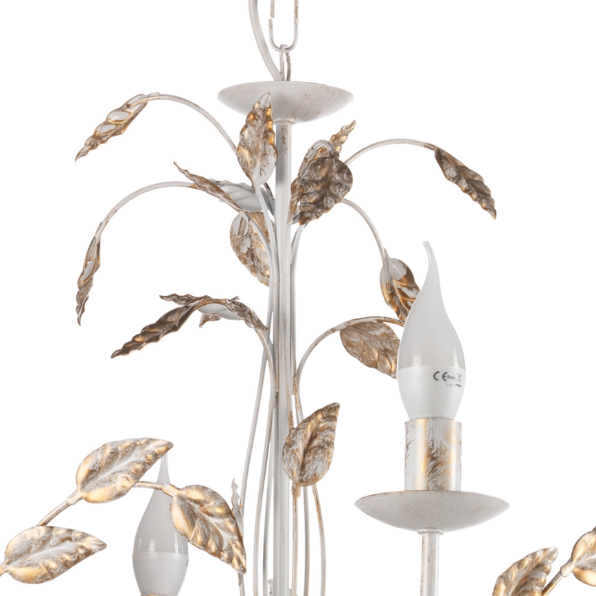 ONLI - Lampadario a sospensione con catena COLLANA 6xE14/6W/230V bianco/oro