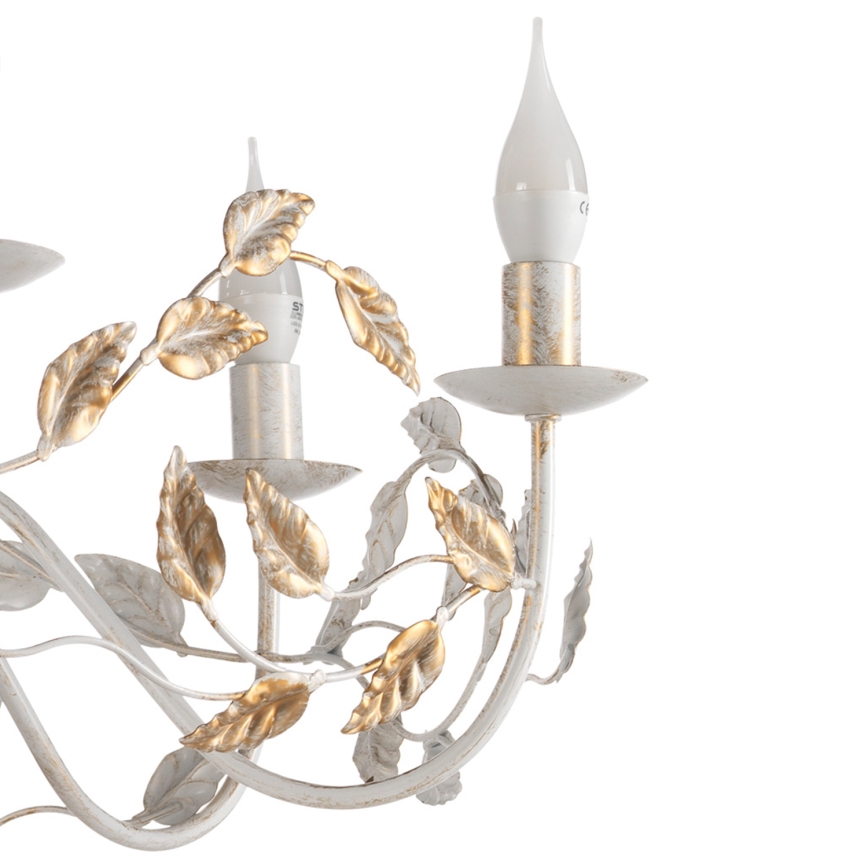 ONLI - Lampadario a sospensione con catena COLLANA 6xE14/6W/230V bianco/oro