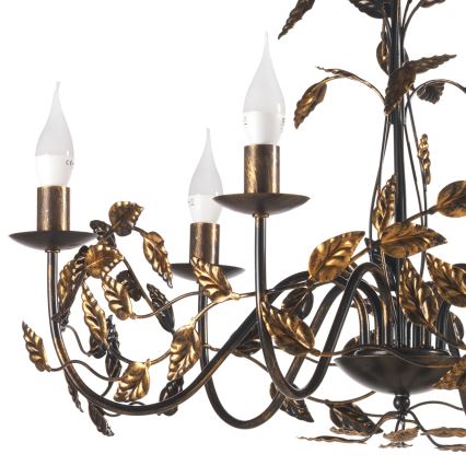 ONLI - Lampadario a sospensione con catena COLLANA 6xE14/6W/230V bronzo/oro