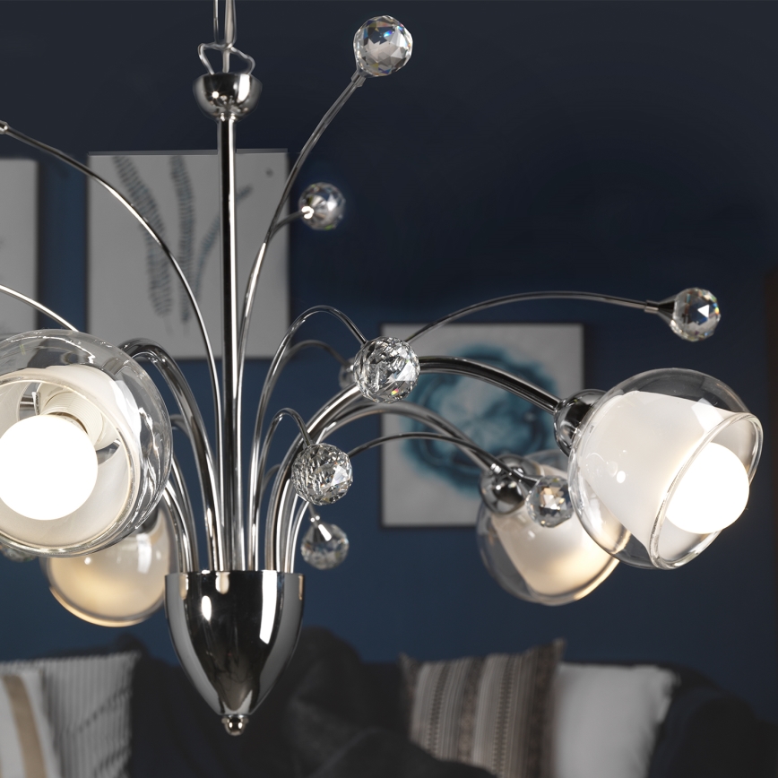 ONLI - Lampadario a sospensione con catena DIAMANTE 5xE14/6W/230V