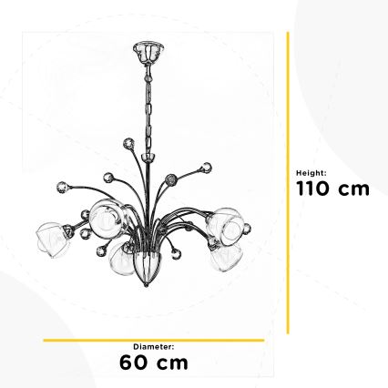 ONLI - Lampadario a sospensione con catena DIAMANTE 5xE14/6W/230V