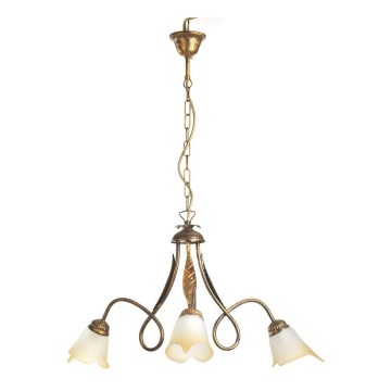 ONLI - Lampadario a sospensione con catena DOPPIO GIRO 3xE14/6W/230V bronzo