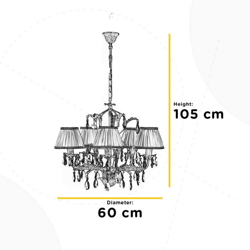 ONLI - Lampadario a sospensione con catena KAREN 5xE14/6W/230V bianco