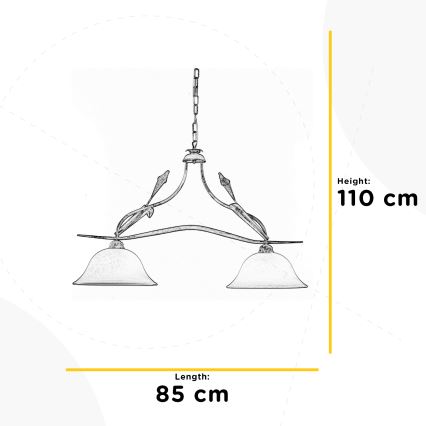 ONLI - Lampadario a sospensione con catena LUCREZIA 2xE27/22W/230V color crema