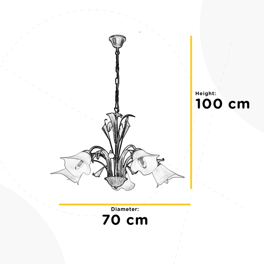 ONLI - Lampadario a sospensione con catena LUCREZIA 5xE14/6W/230V color crema