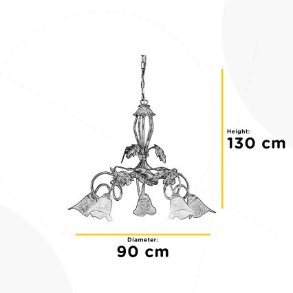 ONLI - Lampadario a sospensione con catena MARILENA 5xE14/6W/230V