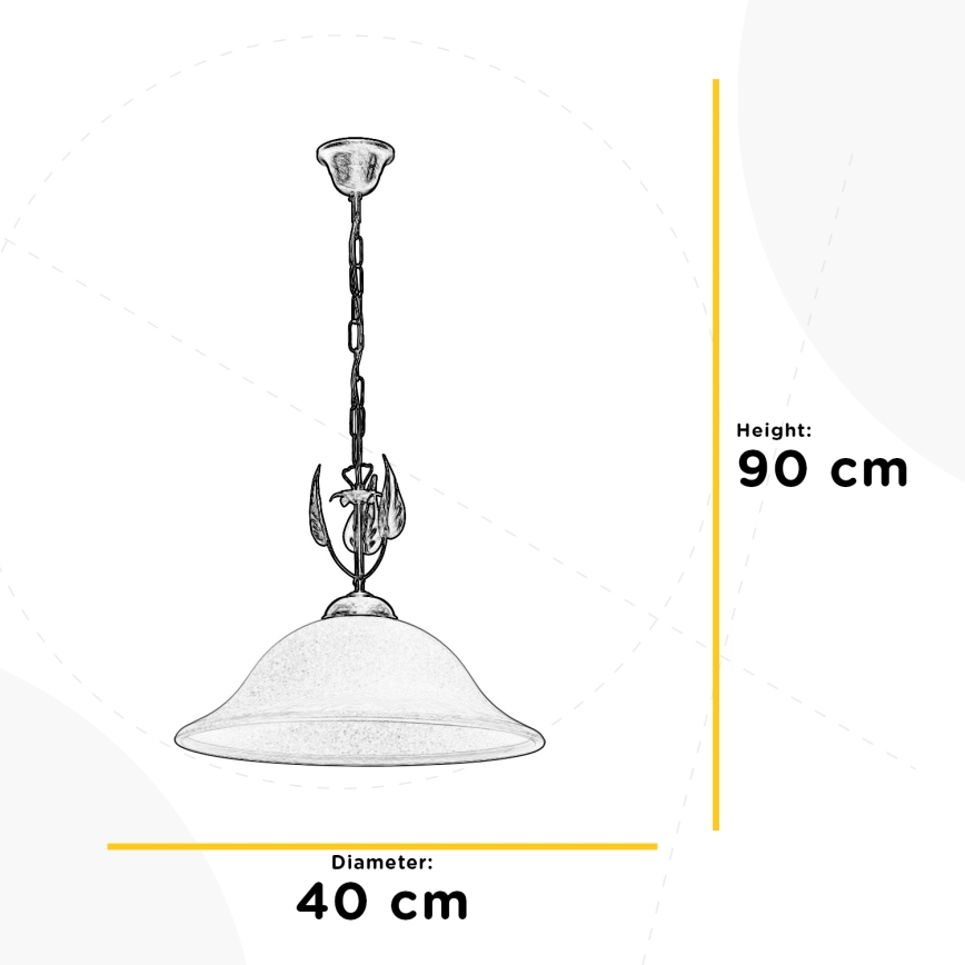 ONLI - Lampadario a sospensione con catena MIRA 1xE27/22W/230V diametro 40 cm