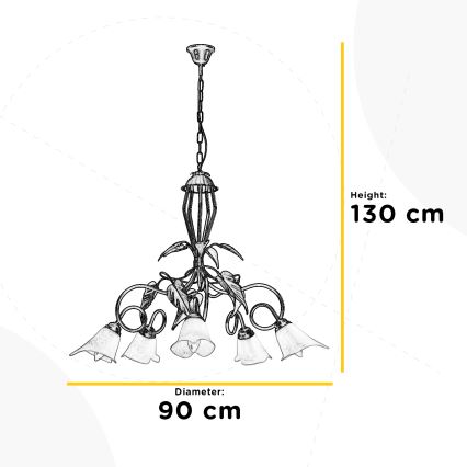 ONLI - Lampadario a sospensione con catena MIRANDA 5xE14/6W/230V