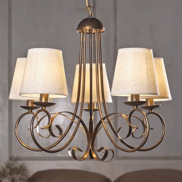 ONLI - Lampadario a sospensione con catena POMPEI 5xE14/6W/230V bronzo