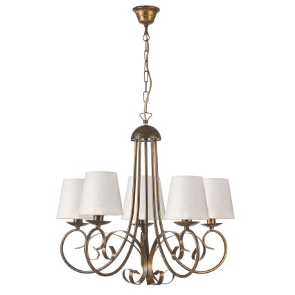 ONLI - Lampadario a sospensione con catena POMPEI 5xE14/6W/230V bronzo