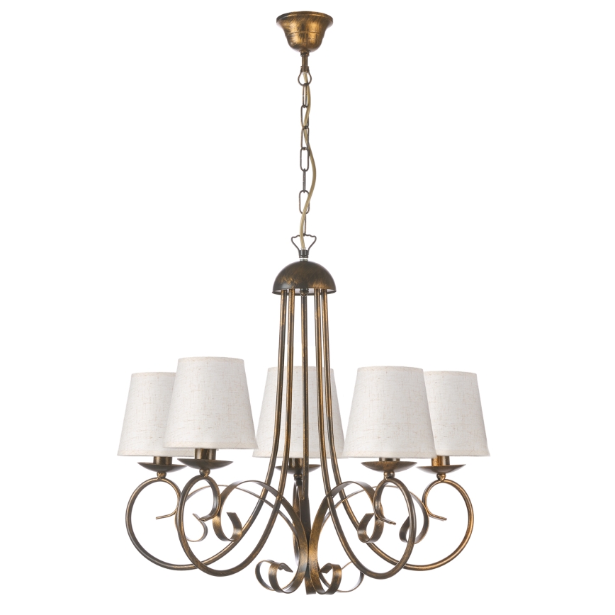 ONLI - Lampadario a sospensione con catena POMPEI 5xE14/6W/230V bronzo