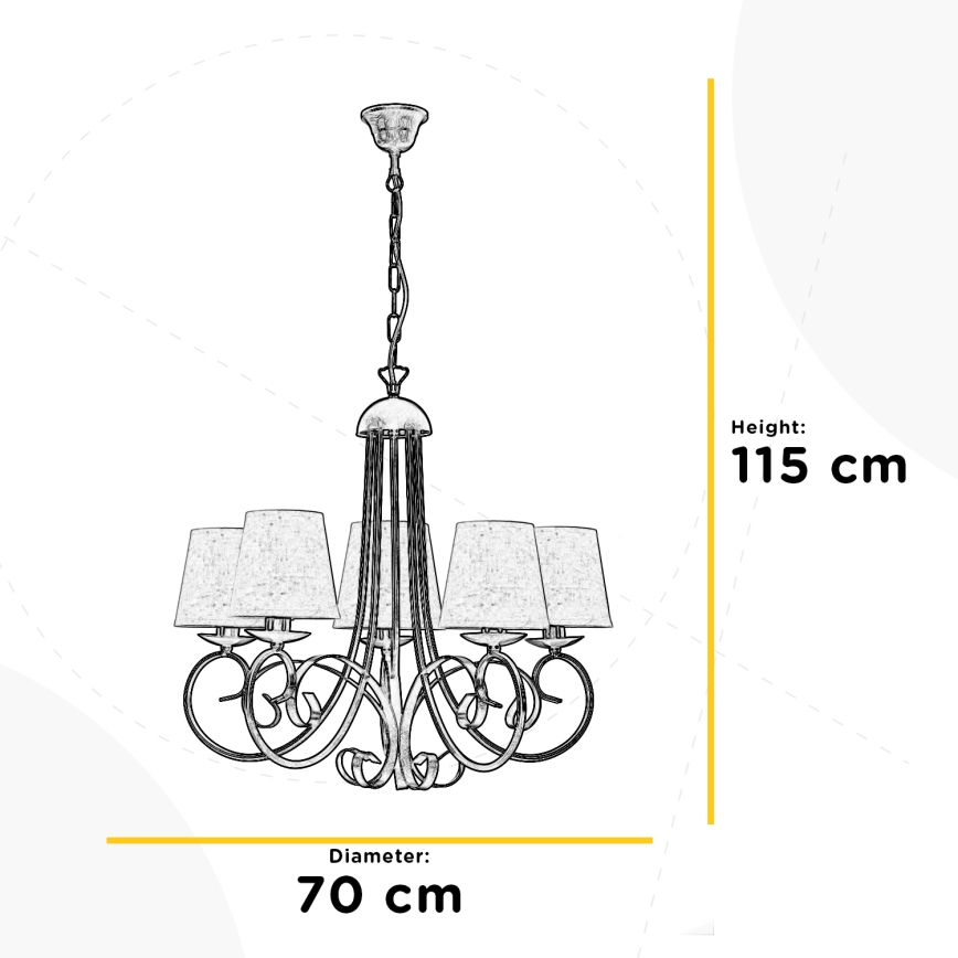 ONLI - Lampadario a sospensione con catena POMPEI 5xE14/6W/230V bronzo