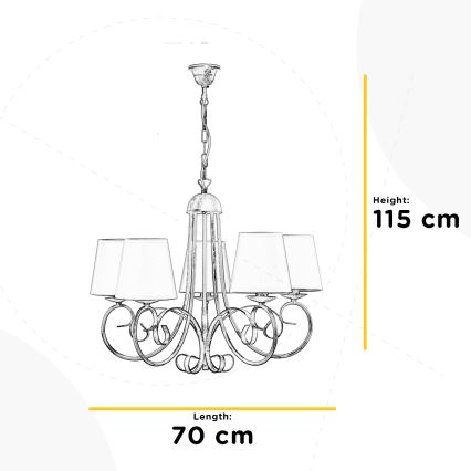 ONLI - Lampadario a sospensione con catena POMPEI 5xE14/6W/320V bianco