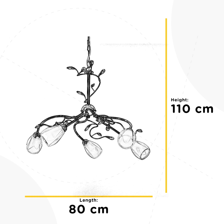ONLI - Lampadario a sospensione con catena SHARON 5xE14/6W/230V