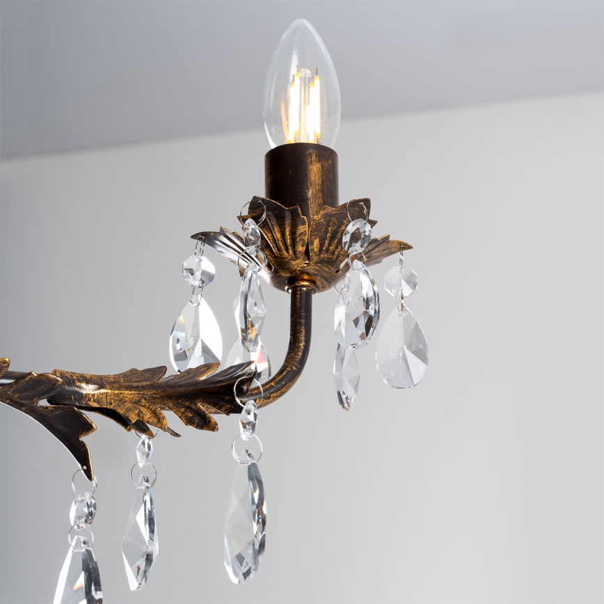 ONLI - Lampadario a sospensione con catena TERESA 3xE14/6W/230V bronzo