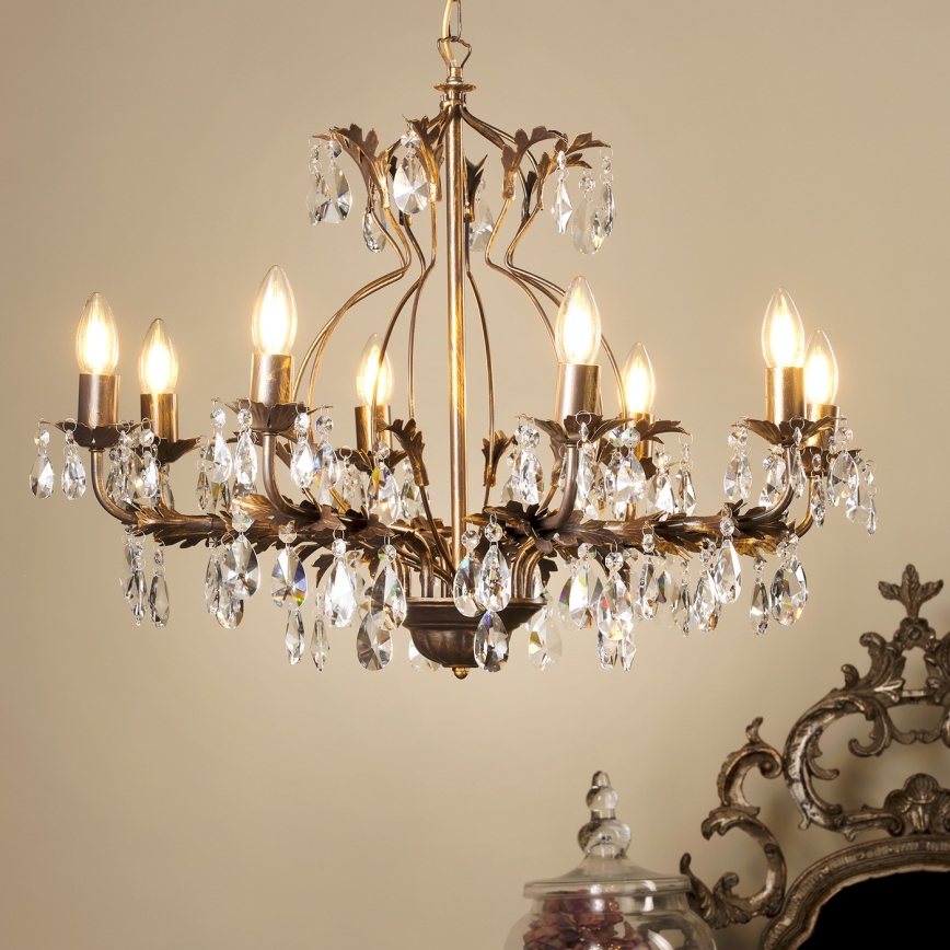 ONLI - Lampadario a sospensione con catena TERESA 8xE14/6W/230V bronzo