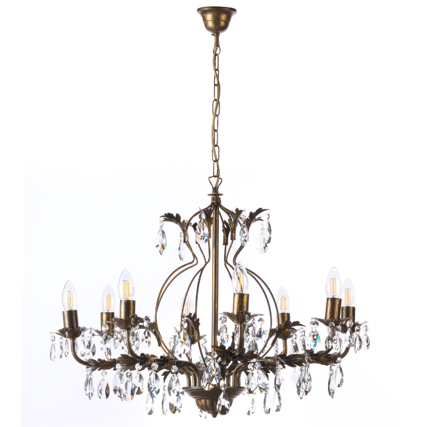 ONLI - Lampadario a sospensione con catena TERESA 8xE14/6W/230V bronzo