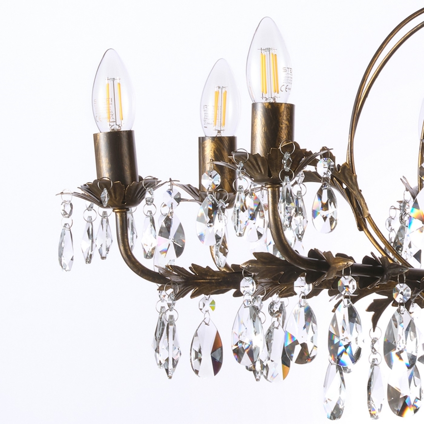 ONLI - Lampadario a sospensione con catena TERESA 8xE14/6W/230V bronzo