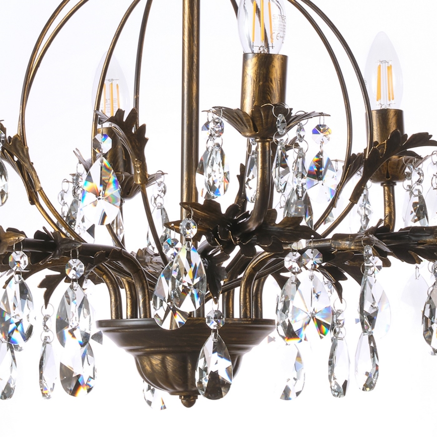 ONLI - Lampadario a sospensione con catena TERESA 8xE14/6W/230V bronzo