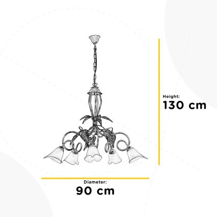 ONLI - Lampadario a sospensione con catena VANDA 5xE14/6W/230V